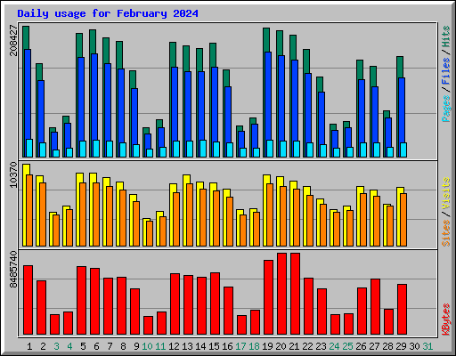 Daily usage for February 2024