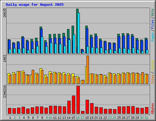 Daily usage for August 2025
