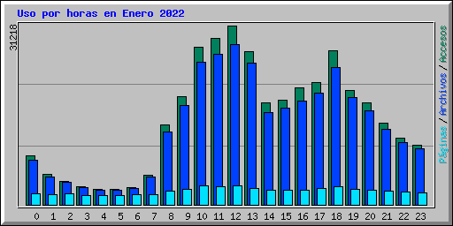 Uso por horas en Enero 2022