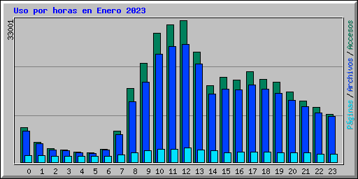 Uso por horas en Enero 2023